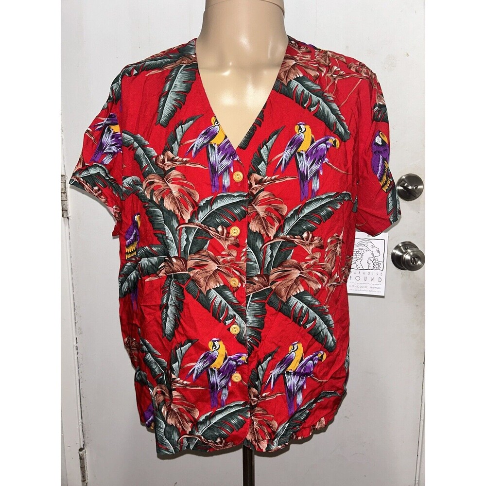 Paradise Found Hawaiian Shirt Men's Tom Selleck Magnum PI Aloha Red Sz XL